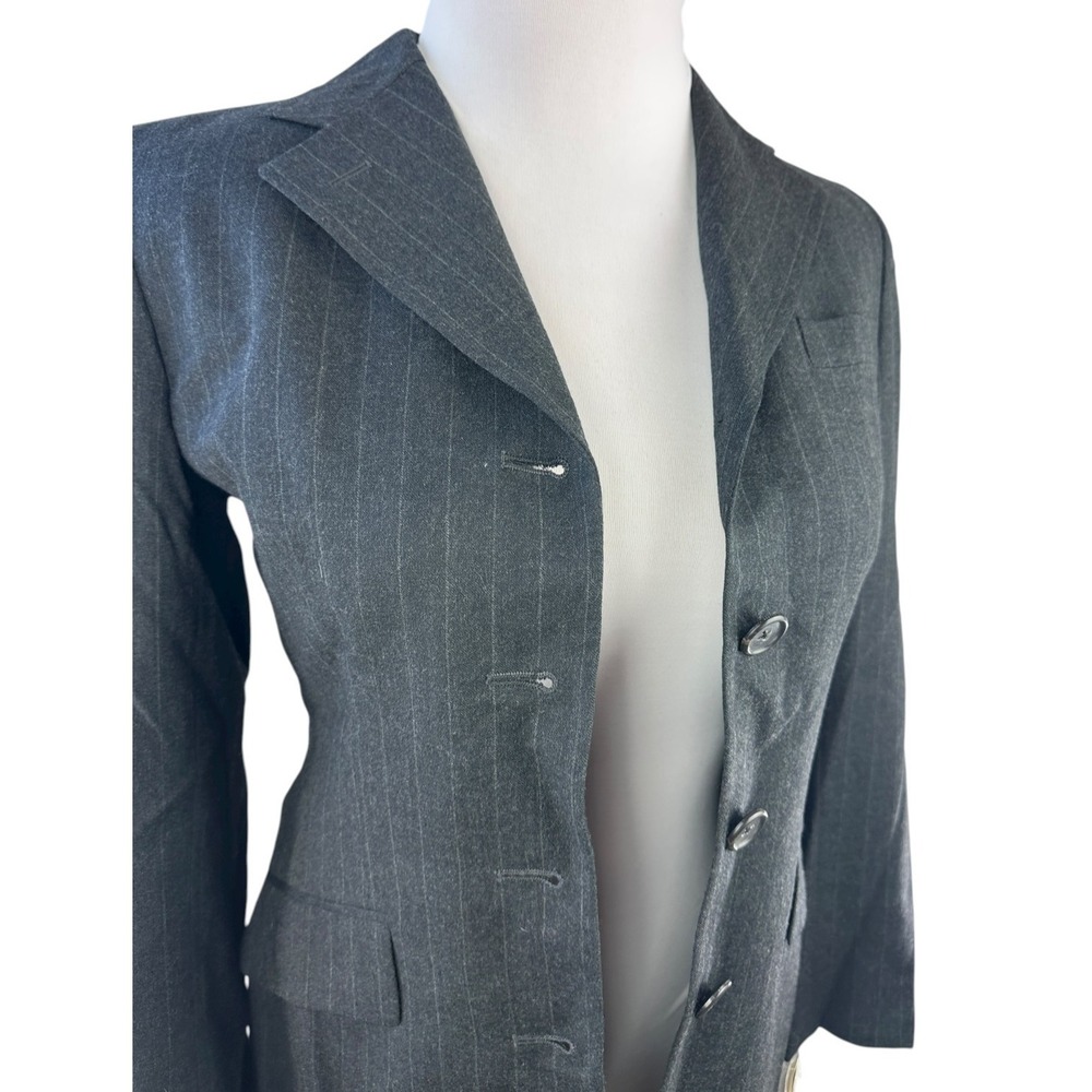 NWT Lauren Ralph Lauren Worsted Wool Blazer USA Made Gray Striped Women's Size 6 - Picture 6 of 15